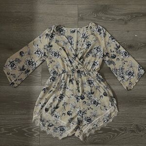Papaya Beige and Navy Floral Top